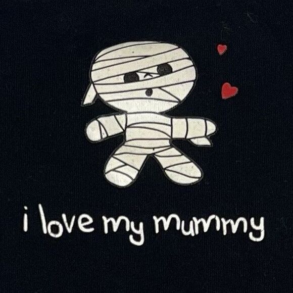 Topsville NB Glow Bodysuit “I Love My Mummy” Halloween Baby Black Cotton - Picture 4 of 10